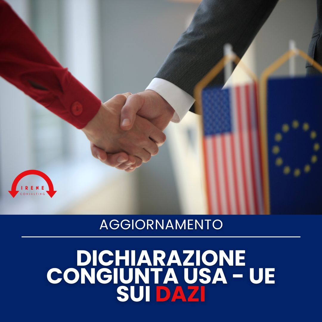 dichiarazione congiunta usa - ue sui dazi con due mani che si stringono in accordo e le bandiere di USA e UE sullo sfondo