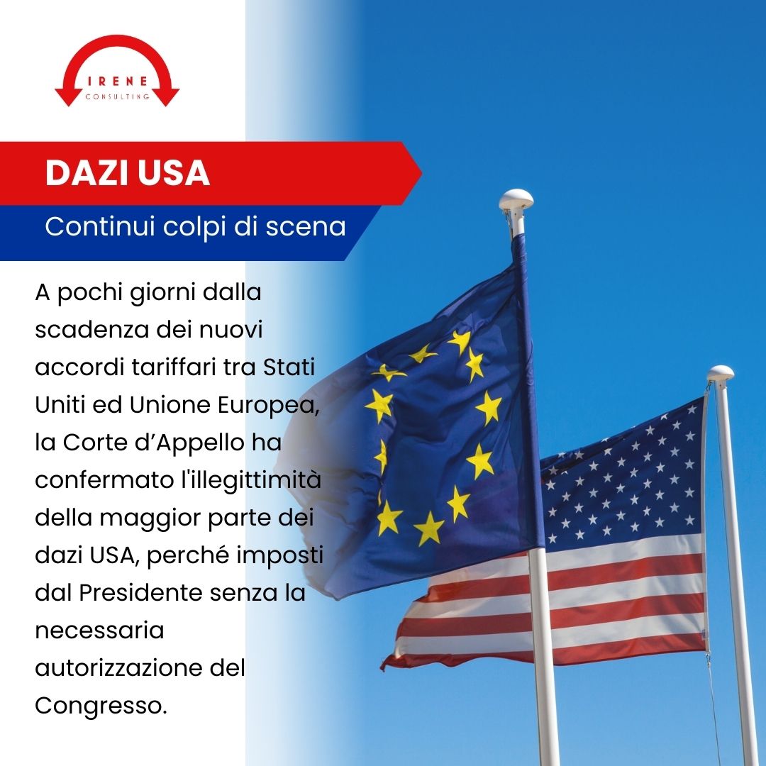 Dazi USA: continui colpi di scena con immagine di una bandiera USA e una UE